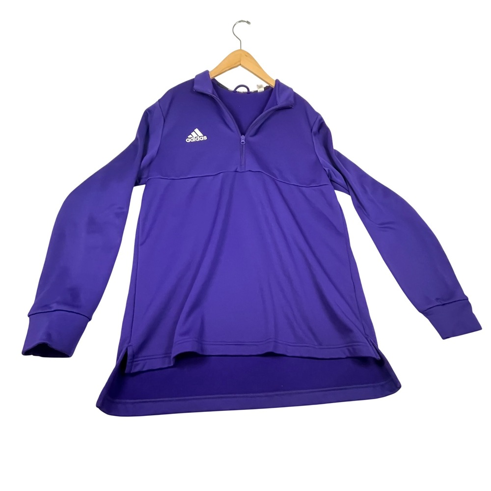 Adidas Purple Quarter Zip Pullover Long Sleeve Mock Neck Fleece Lined Size LT